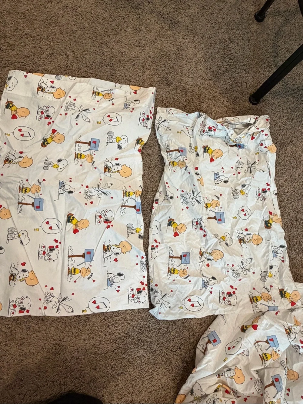Pottery Barn Kids X Peanuts Full Size Valentines Organic Cotten Sheet Set